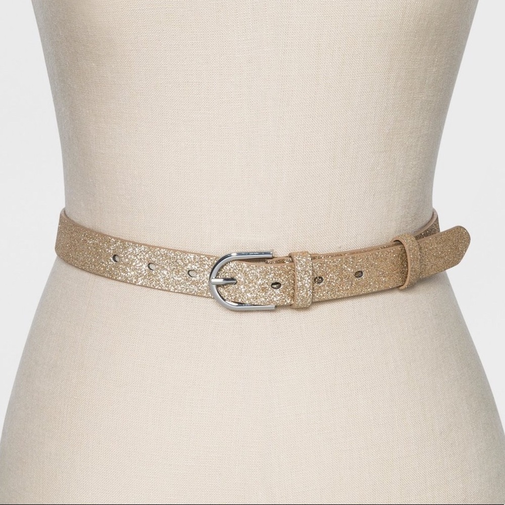 NWT Target a new day Gold Glitter 2 Loops Belt